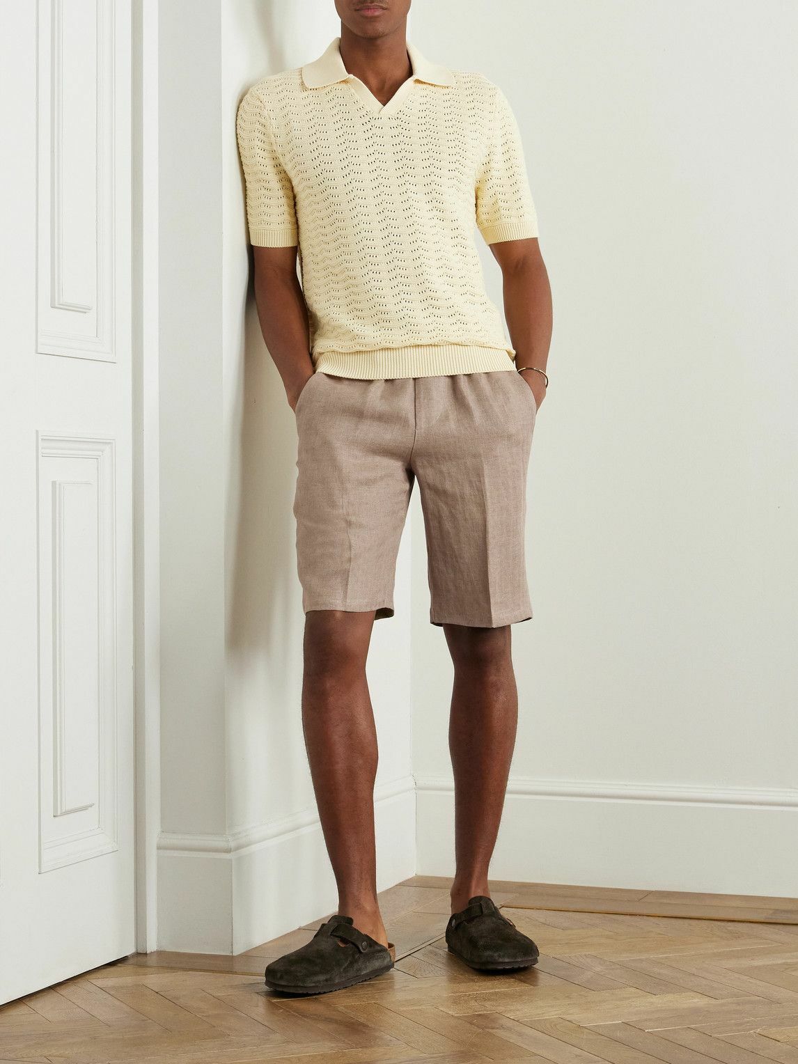 PIACENZA 1733 - Straight-Leg Herringbone Linen Shorts - Neutrals
