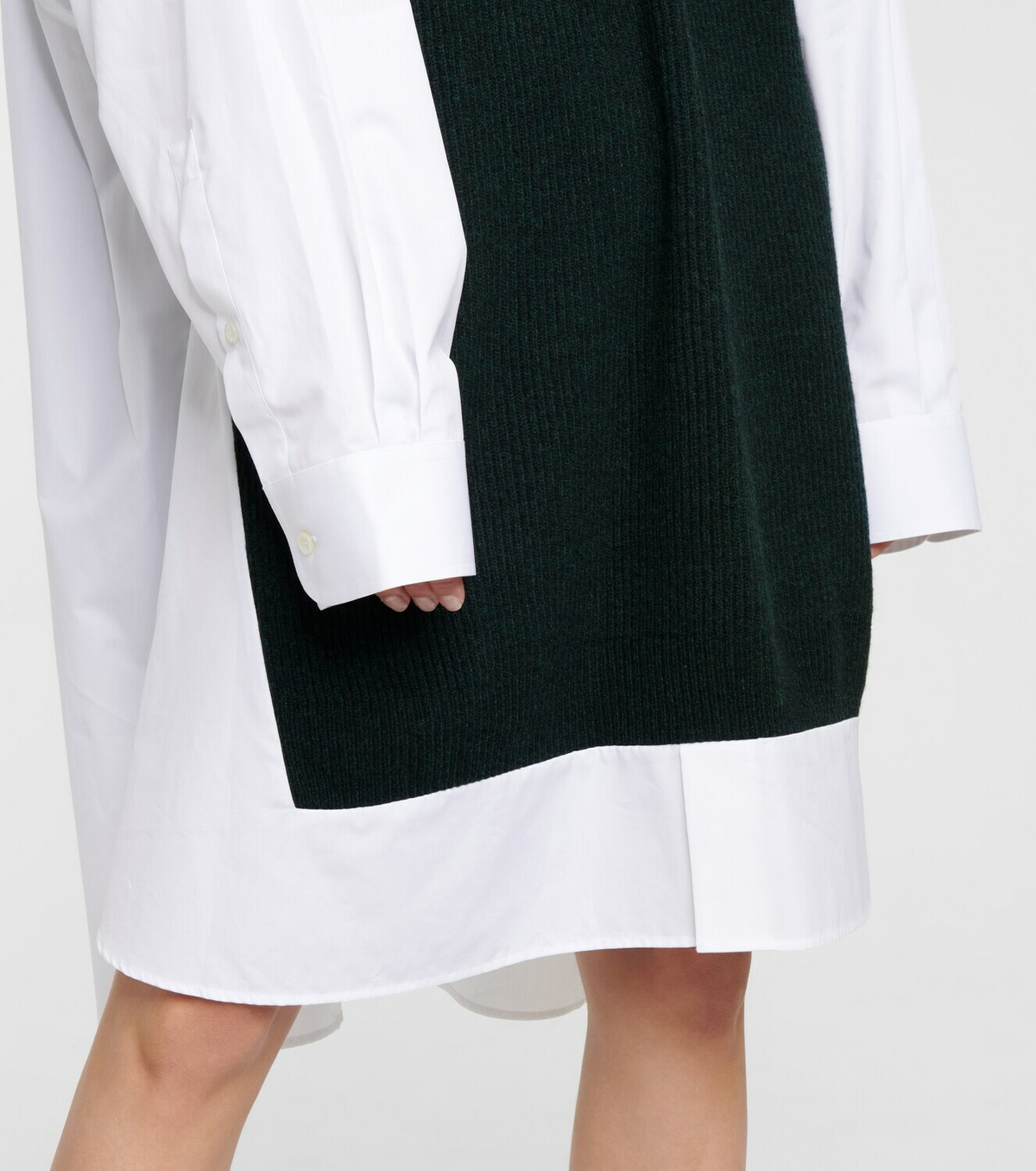 ワンピース MAISON MARGIELA Two-Tone Poplin And Wool Shirt Dress Maison Margiela Two-Tone Poplin Wool Shirt Dress – LOZURI®