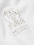 Brunello Cucinelli - Logo-Embroidered Linen-Trimmed Cotton-Terry Robe - White