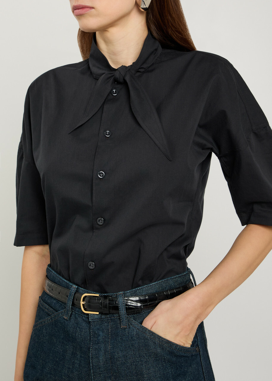 Lemaire Tie-neck Cotton Shirt Charcoal