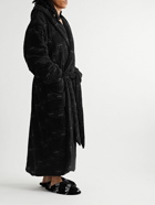 Balenciaga - Oversized Logo-Jacquard Cotton-Terry Hooded Robe - Black