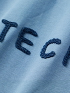 Story mfg. - Geo Appliquéd Organic Cotton-Jersey Zip-Up Hoodie - Blue