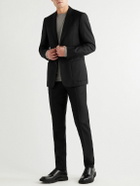 Mr P. - Slim-Fit Black Worsted Wool Trousers - Black
