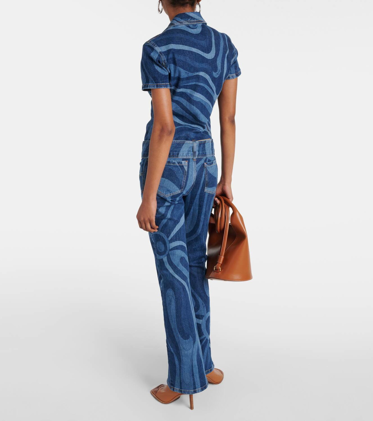 EMILIO PUCCI マルモ ベルト付きデニムジャンプスーツ Pucci Marmo-printed denim jumpsuit Emilio Pucci