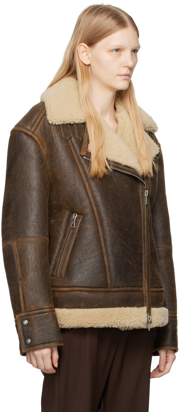 Sportmax Brown Empoli Leather Jacket