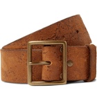 RRL - 4.5cm Logo-Debossed Distressed Leather Belt - Brown