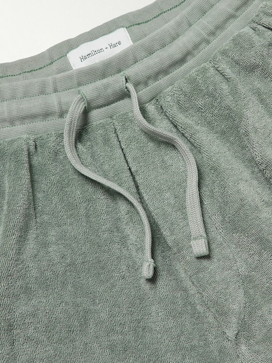 Hamilton And Hare - Straight-Leg Cotton-Terry Drawstring Shorts - Green
