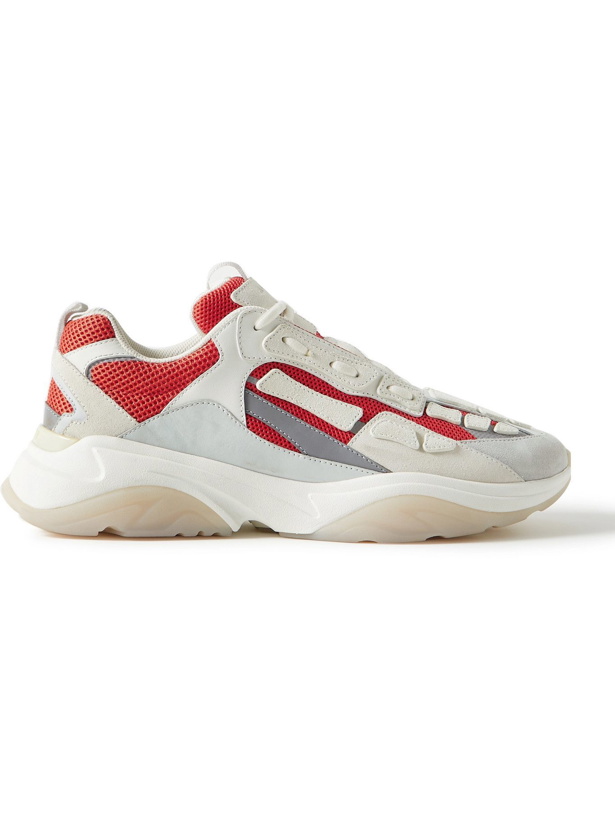 Photo: AMIRI - Bone Runner Leather and Suede-Trimmed Mesh Sneakers - Red