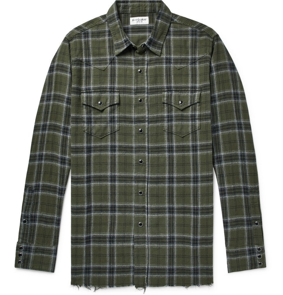 Regular Fit Flannel Shirt - Dark green/plaid - Men