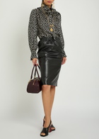 Chloe Leather Midi Pencil Skirt Black
