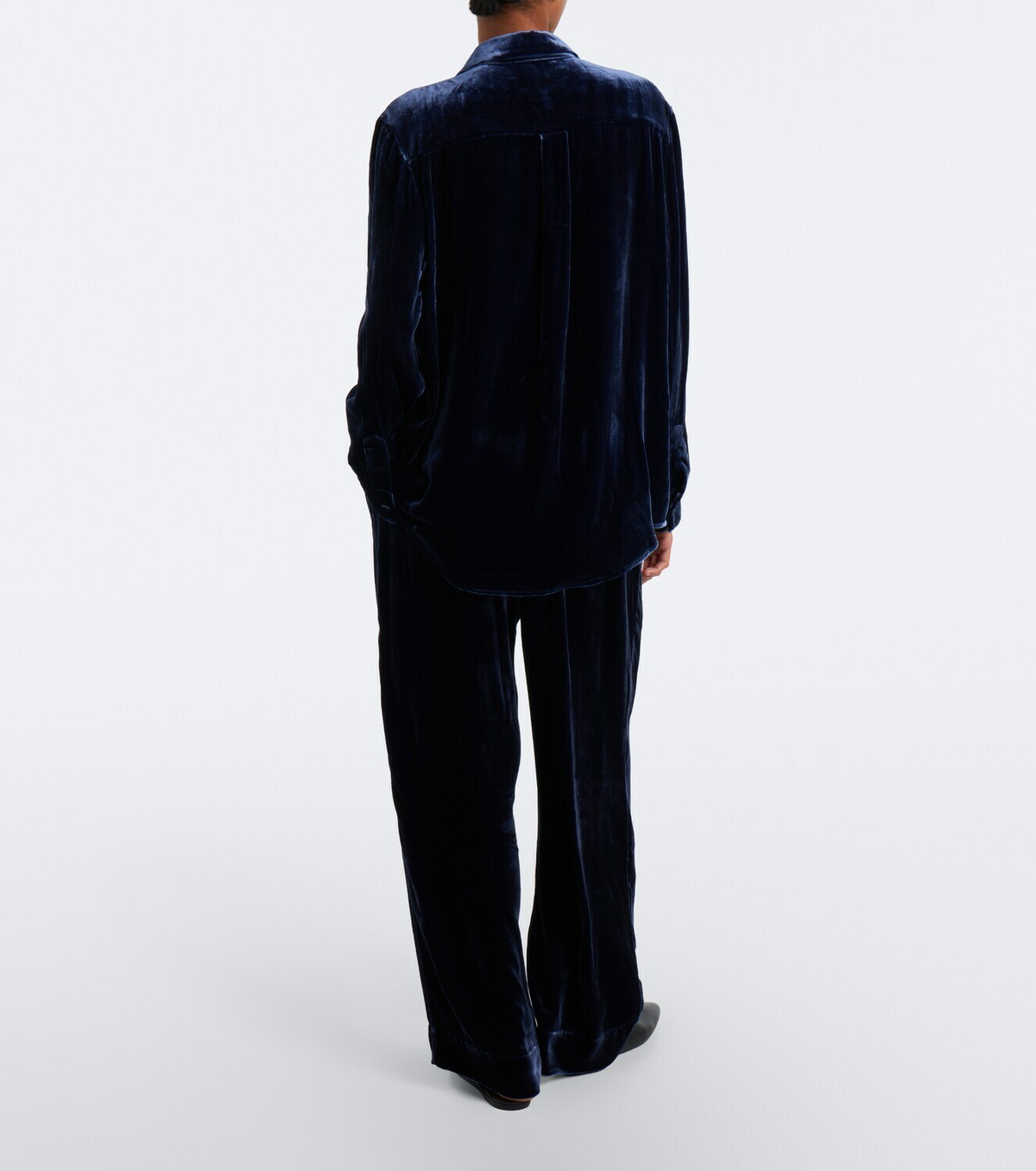 Asceno London velvet wide-leg pants