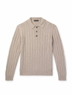 Incotex - Zanone Cable-Knit Wool and Cashmere-Blend Polo Shirt - Neutrals