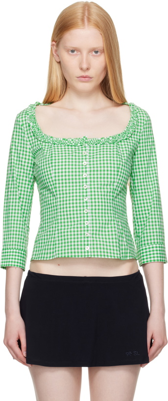 Photo: Sandy Liang Green Simona Blouse