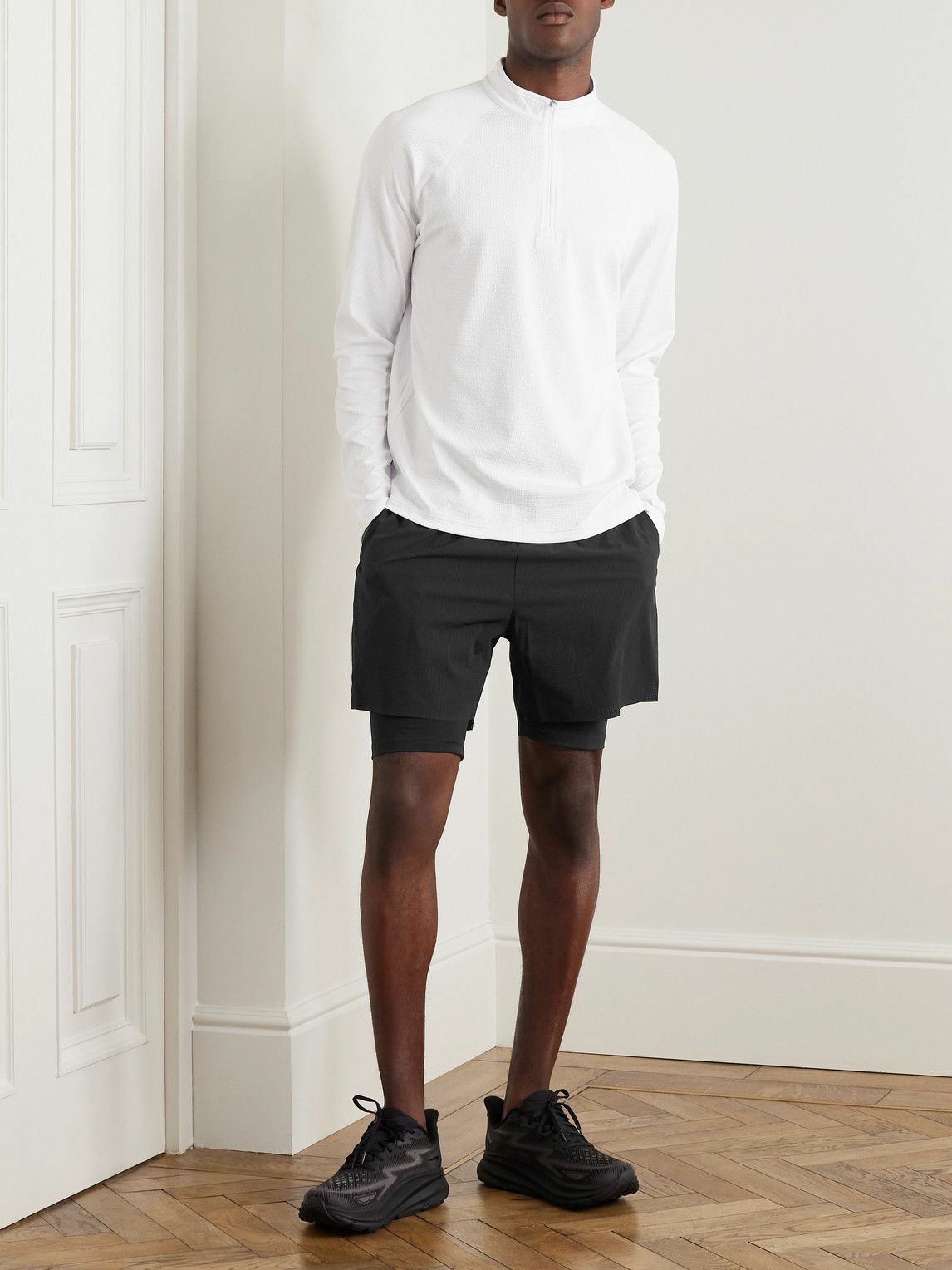 Reigning Champ - 2-in-1 Straight-Leg Dot Air Mesh Shorts - Black ...