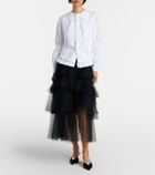 Noir Kei Ninomiya Bow-detail ruffled cotton poplin shirt