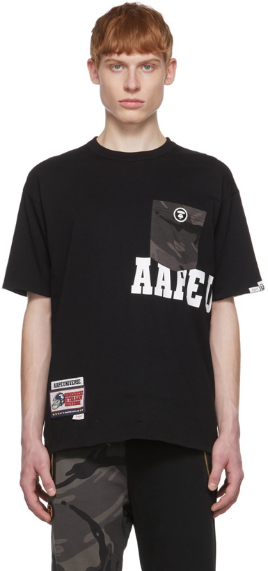 Photo: AAPE by A Bathing Ape Black Cotton Reversible T-Shirt