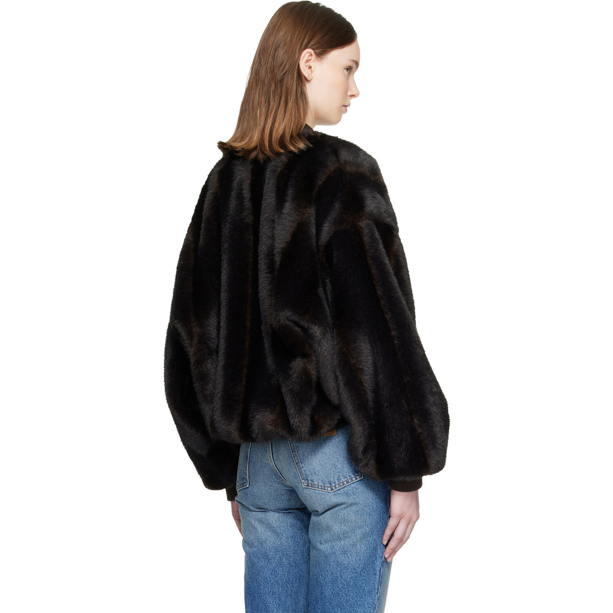 MM6 Maison Margiela Brown Faux-Fur Jacket
