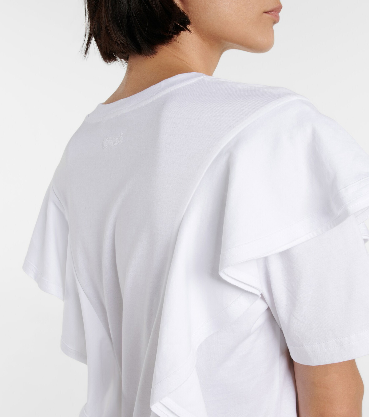 Chloe - Ruffled cotton-blend jersey T-shirt Chloe