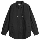 Poliquant Men's In-Outside Pockets Oversized CPO Shirt Jacket in Black