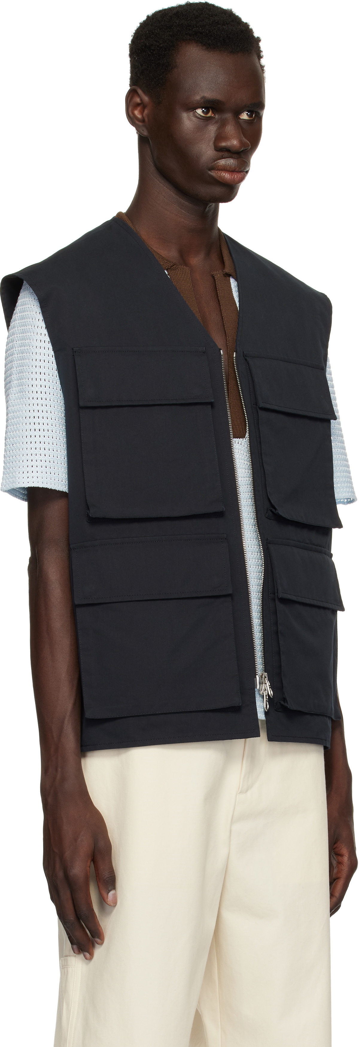 Jil Sander Black Bellows Pocket Vest