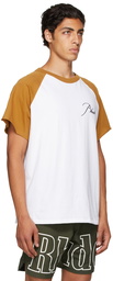 Rhude Tan & White Raglan Logo T-Shirt