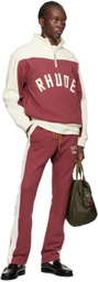 Rhude Off-White & Burgundy 'Rhude Chamonix' Sweatpants