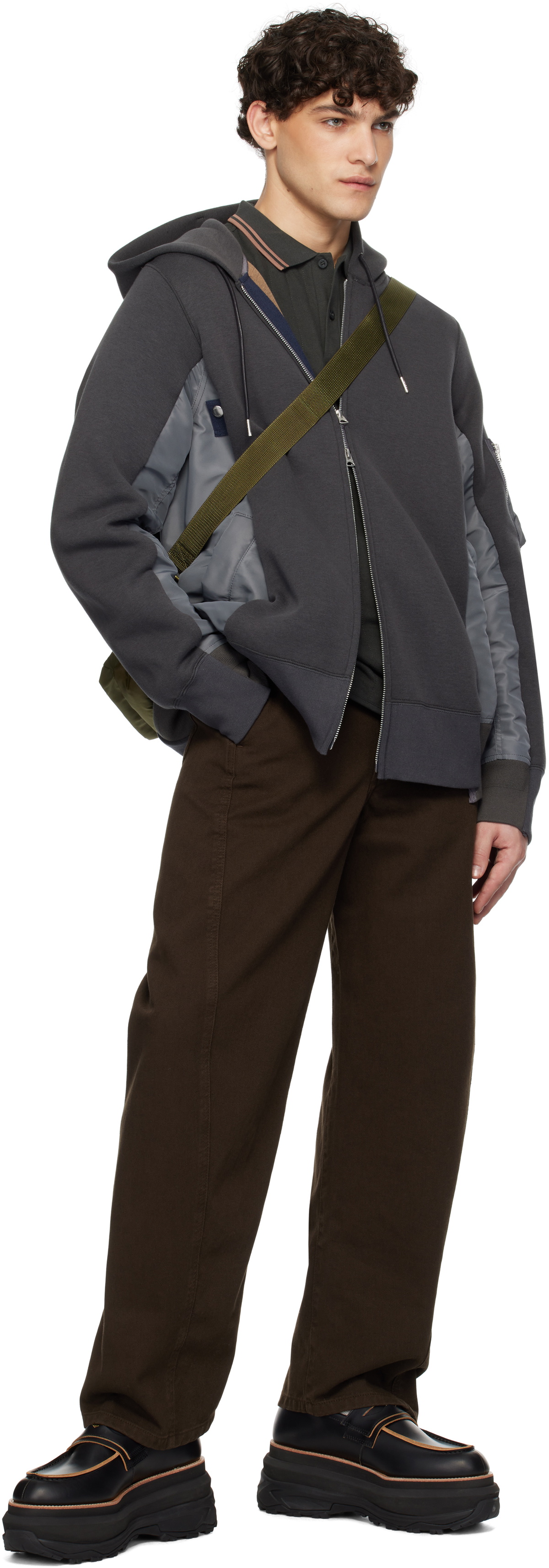 【Sacai】Sponge Sweat x Nylon Twill Hoodie - L/GRAYxL/GRAY Sacai Sponge Sweat x Nylon Twill Hoodie in Gray – Hampden