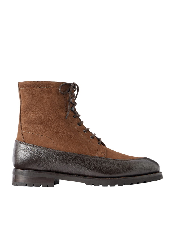 Photo: MORJAS - Country Leather-Trimmed Nubuck Lace-Up Boots - Brown