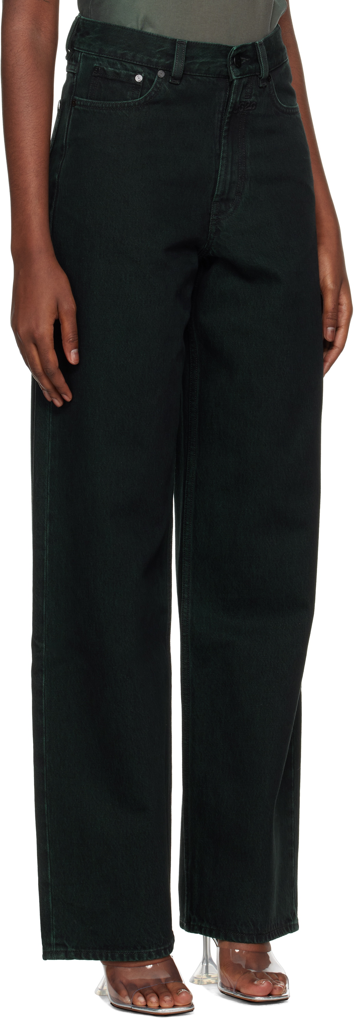032c Green Goya Wide Leg Jeans