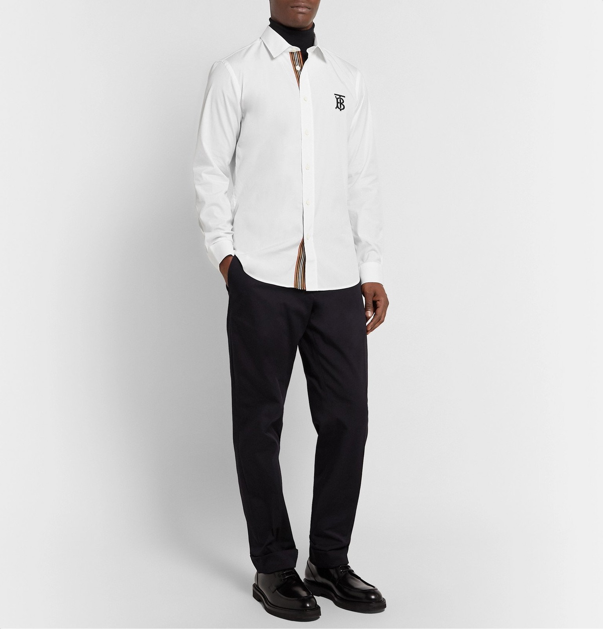 Burberry Embroidered TB Monogram Shirt - White