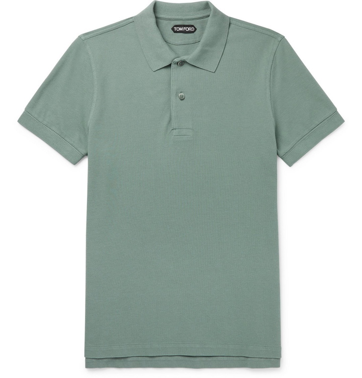 Photo: TOM FORD - Garment-Dyed Cotton-Piqué Polo Shirt - Green