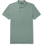 TOM FORD - Garment-Dyed Cotton-Piqué Polo Shirt - Green