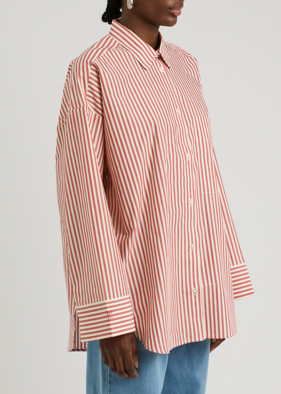 BY Malene Birger Derris Striped Cotton-poplin Shirt Red by