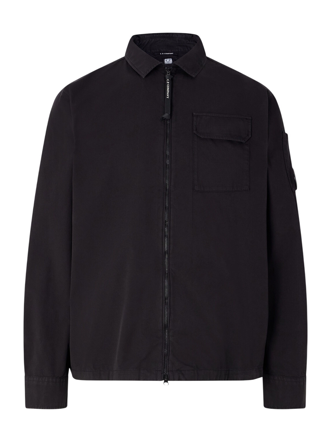 C.P. Company Men's Organic Gabardine Zip Overshirt in Black C.P.