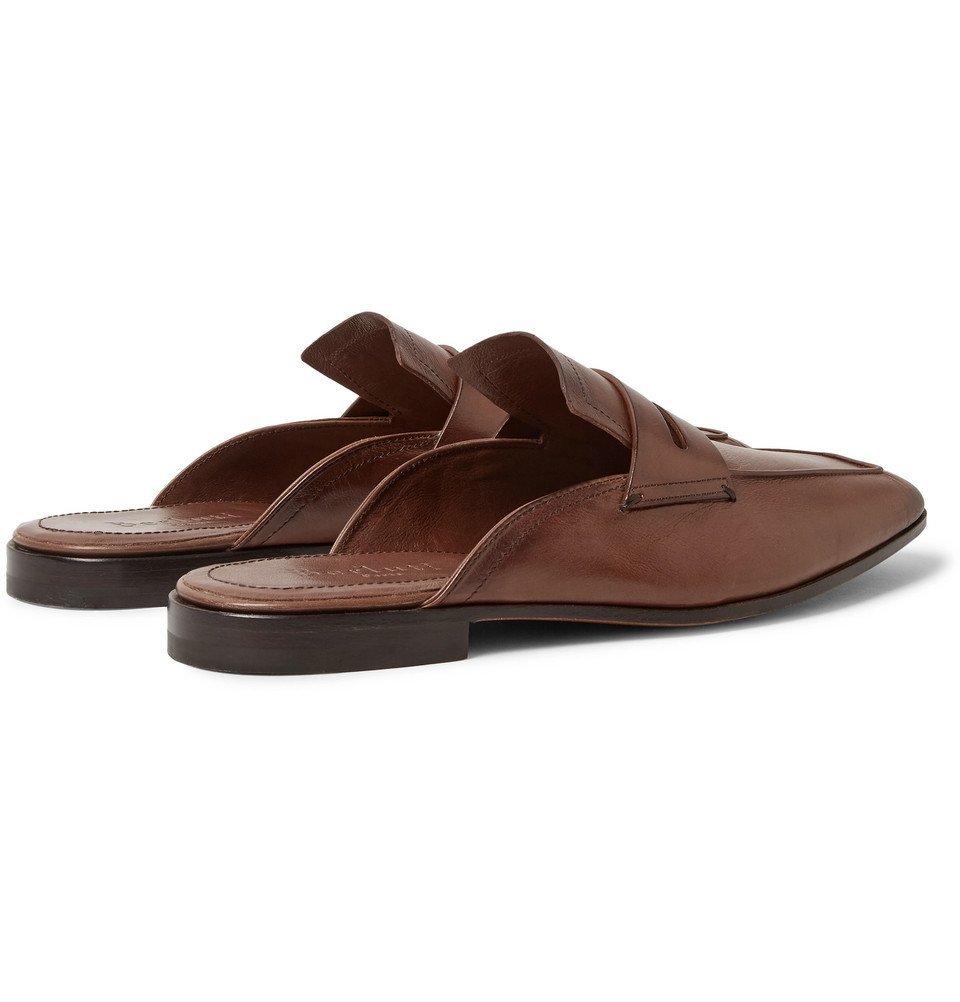 Berluti - Lorenzo Leather Backless Loafers - Men - Chocolate  display picture 1