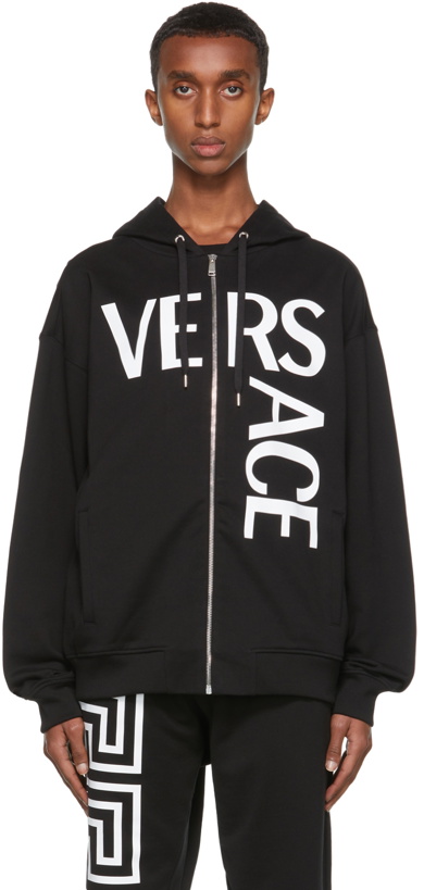 Photo: Versace Black Logo Zip-Up Hoodie