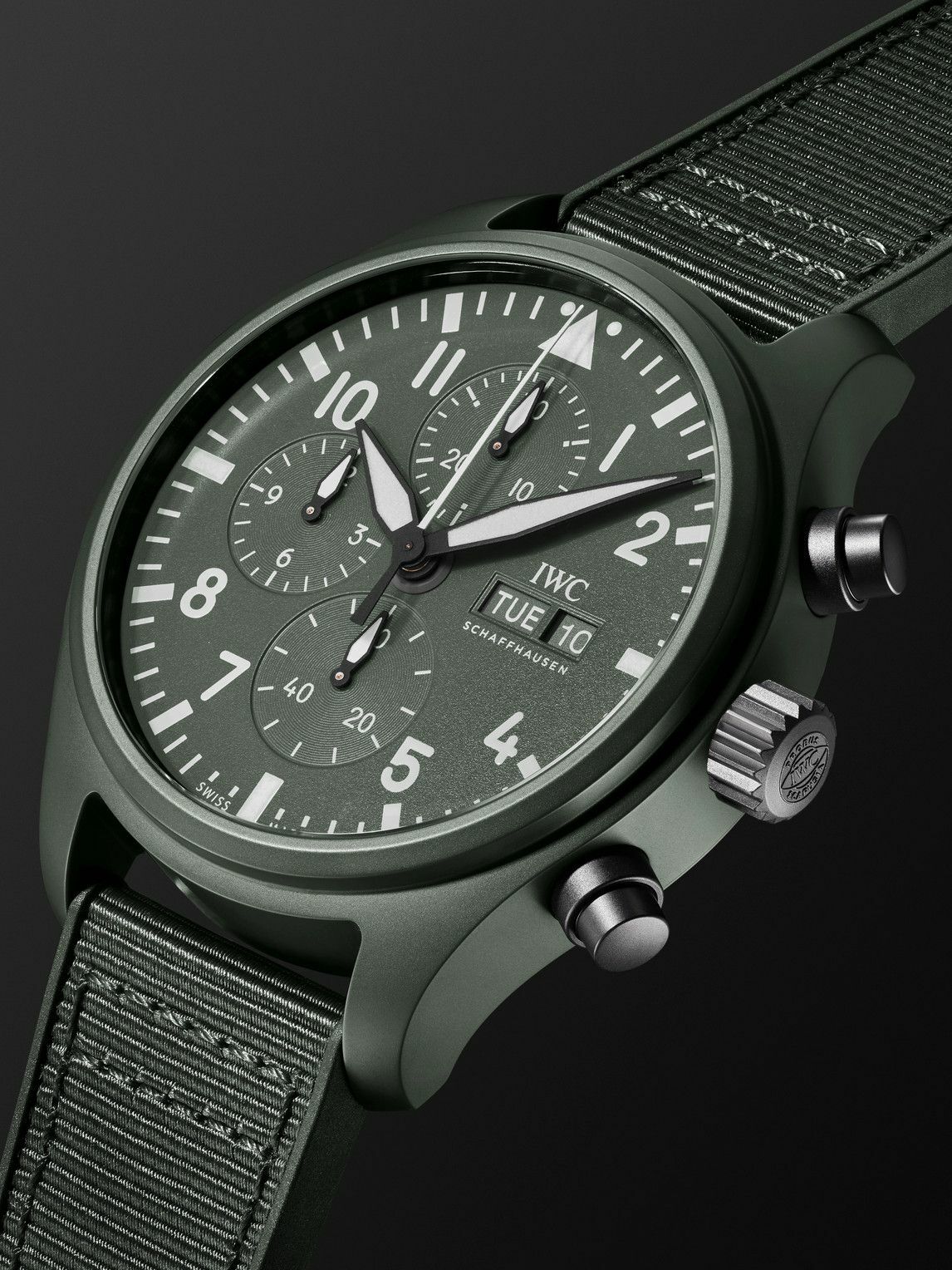 IWC Schaffhausen - Pilot’s Top Gun Woodland Automatic Chronograph 44.5mm Ceramic, Webbing and Rubber Watch, Ref. No. IWIW389106