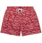 Drake's - Mid-Length Printed Swim Shorts - Red