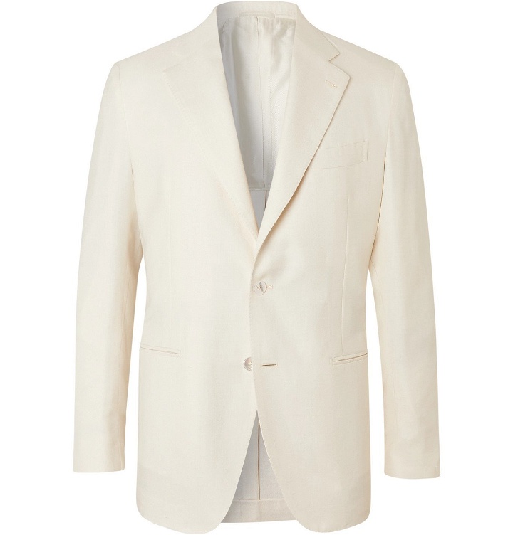 Photo: De Petrillo - Slim-Fit Wool, Silk and Linen-Blend Suit Jacket - White