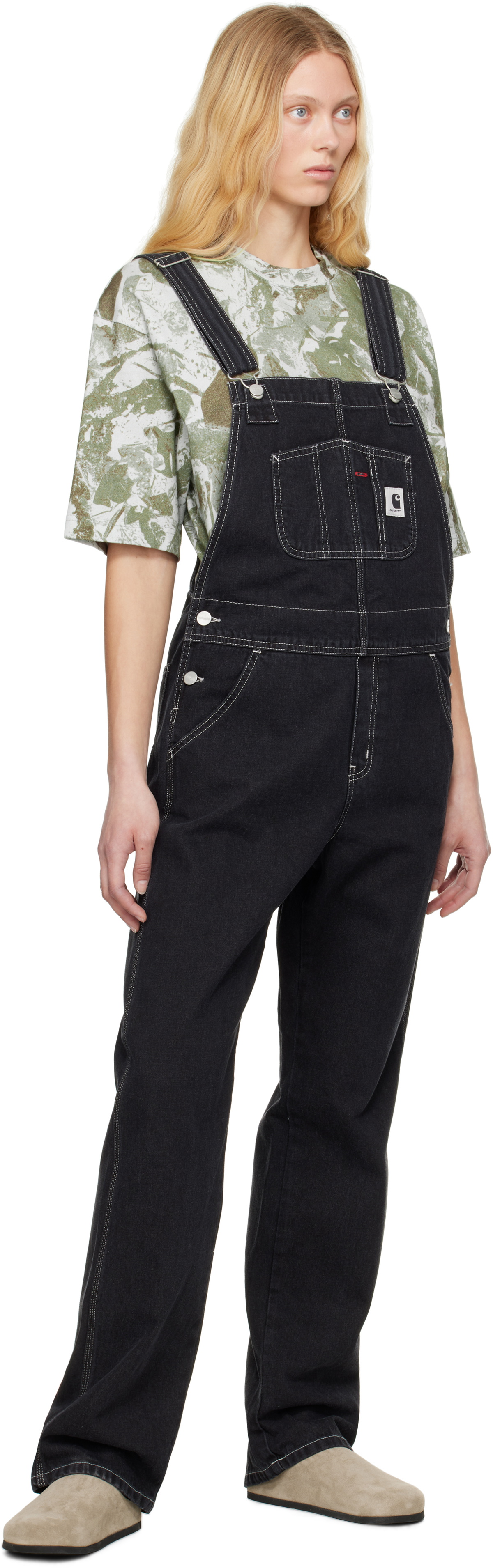 Carhartt Work In Progress Black Bib Straight Overalls