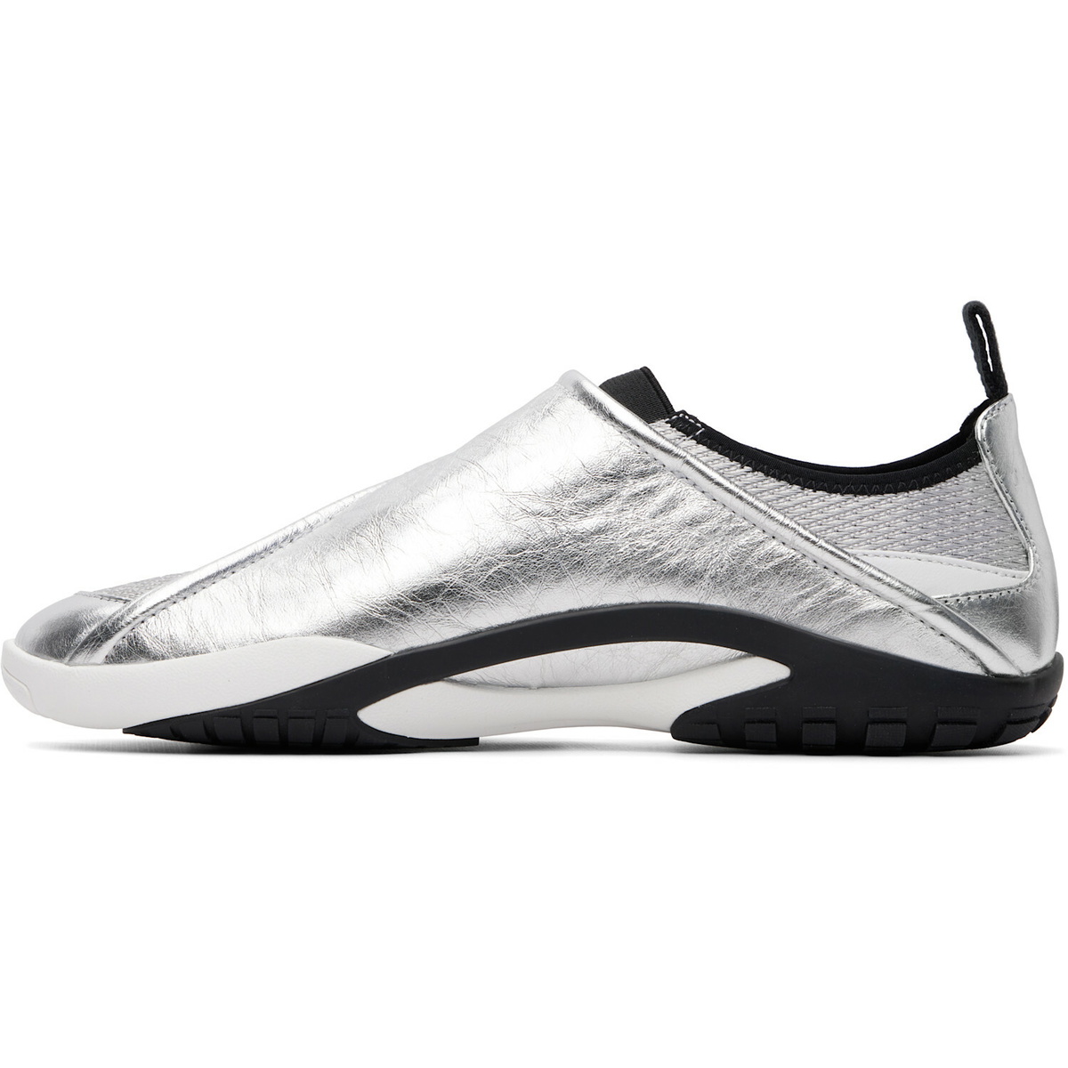 Lanvin Silver LNV1 Crinkled Metallic Leather Sneakers