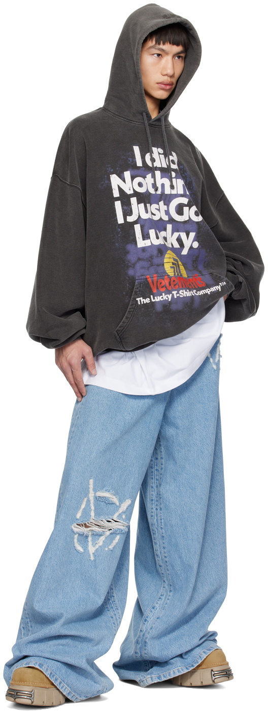 トップス VETEMENTS Oversized Printed Hoodie VETEMENTS Purple Printed Hoodie Vetements