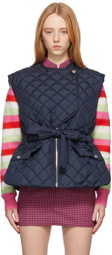 GANNI Navy Recycled Ripstop Quilt Vest