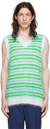 Marni SSENSE Exclusive White & Green Mohair Vest
