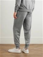 Brunello Cucinelli - Tapered Pinstriped Cashmere and Cotton-Blend Sweatpants - Gray