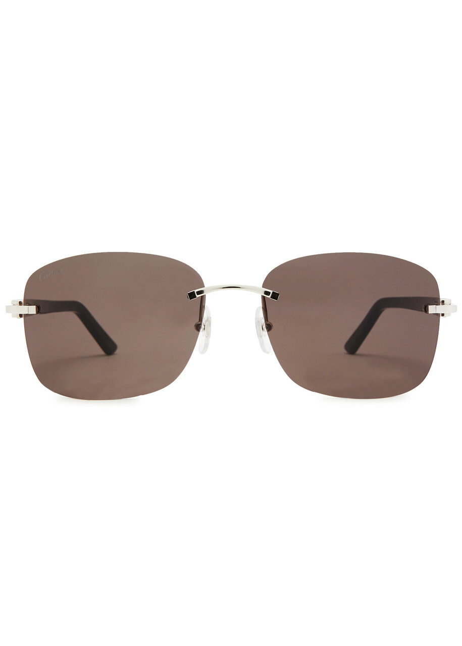 Cartier C Décor Rimless Square-frame Sunglasses - Black Cartier