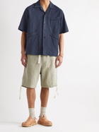 Nicholas Daley - Beach Camp-Collar Piped Textured-Cotton Shirt - Blue