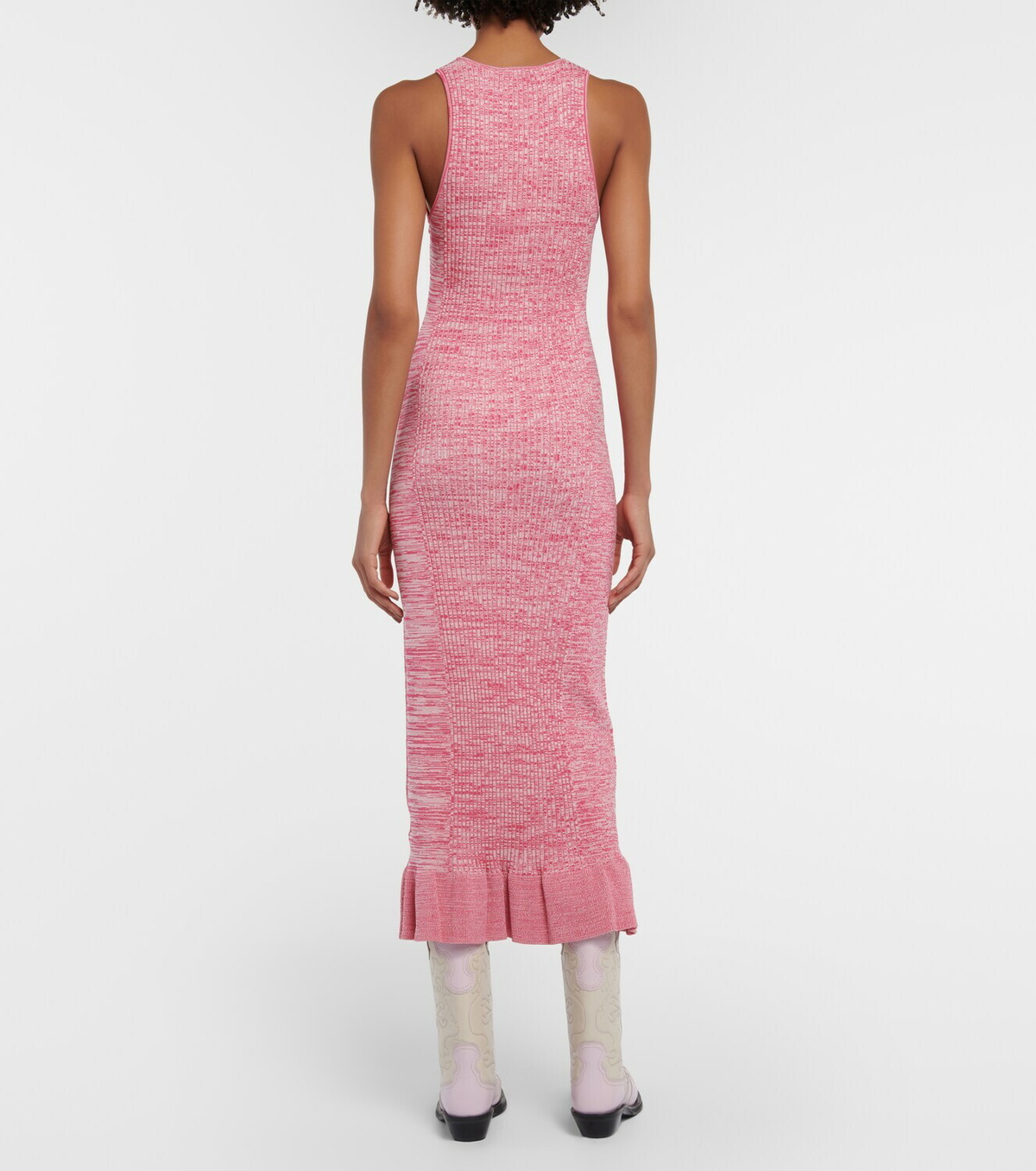 strapless open back dress Ganni Ribbed Yellow Midi Dress M  My Circular Wardrobe