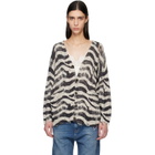 R13 Off-White & Black Printed Oversized Cardigan