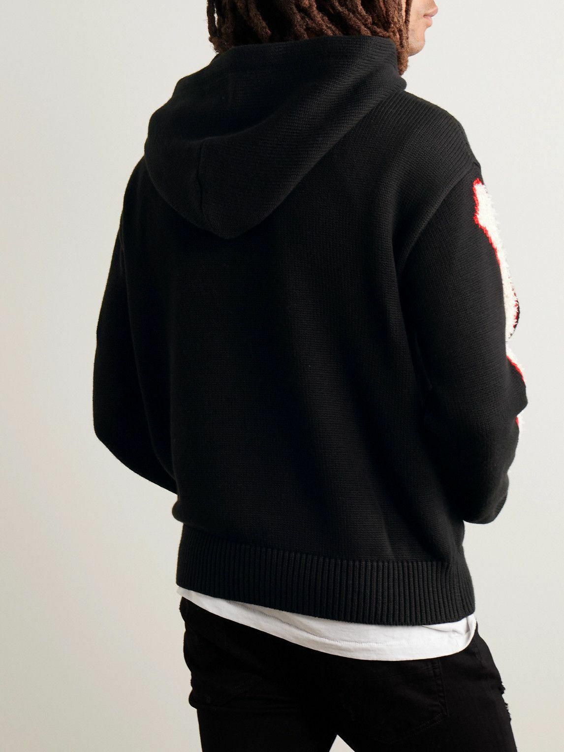 AMIRI - Bones Logo-Embroidered Intarsia Cotton-Blend Hoodie